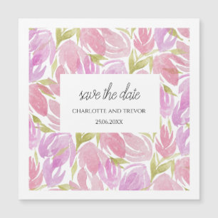 Fuchsia Pink Purple Watercolor Flowers Pattern