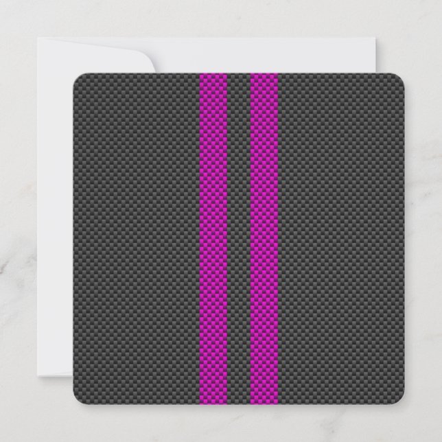 Fuchsia Pink Racing Stripes in Carbon Fibre Style (Front)