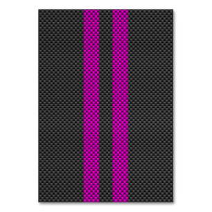Fuchsia Pink Racing Stripes in Carbon Fibre Style Table Number