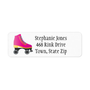 Fuchsia Pink Roller Skates Skating Label