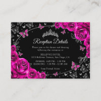 Fuchsia Pink Silver Quinceanera Reception Details