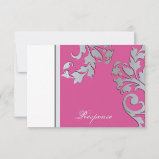 Fuchsia Pink & Silver Wedding Response RSVP