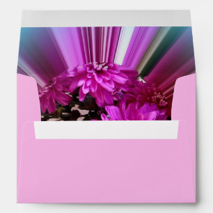 Fuchsia Pink Striped Botanical Envelope