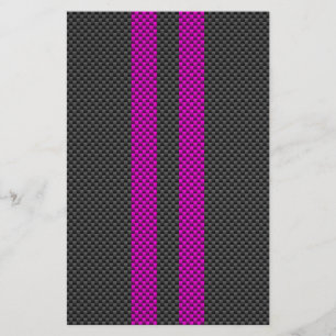 Fuchsia Pink Stripes in Carbon Fibre Style Stationery