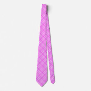 Fuchsia Pink Summer Plaid Pattern Tie