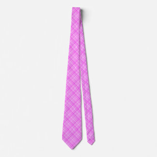 Fuchsia Pink Summer Plaid Pattern Tie