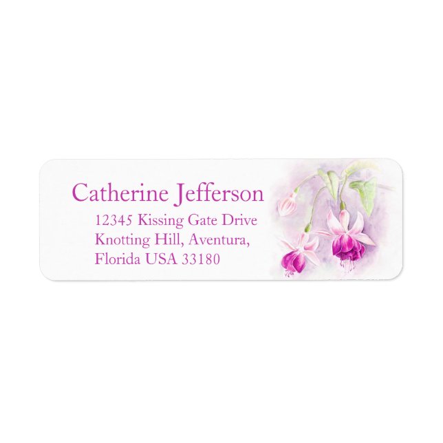 Fuchsia pink wedding slim reply address label (Front)