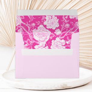 Fuchsia Pink White Chinoiserie Floral Porcelain Envelope