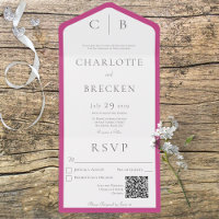 Fuchsia Pink & White Monogram Minimal QR Code