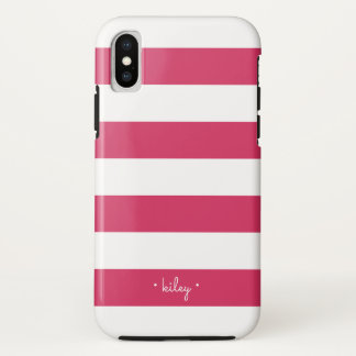 Fuchsia Pink & White Stripe Personalised Case-Mate iPhone Case