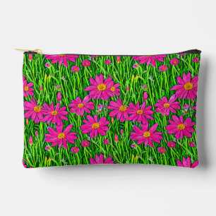 Fuchsia Pink Wildflowers in a Field Accessory Pouch