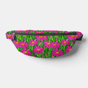 Fuchsia Pink Wildflowers in a Field  Bum Bags