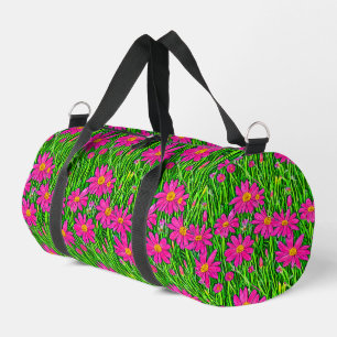 Fuchsia Pink Wildflowers in a Field  Duffle Bag