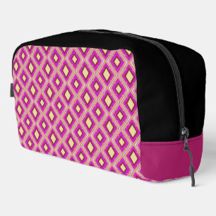 Fuchsia Pink Yellow Diamond Pattern Dopp Kit