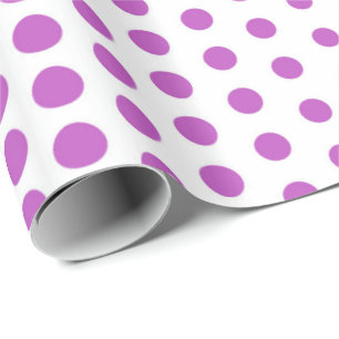 Fuchsia Polka Dot Modern White Wrapping Paper