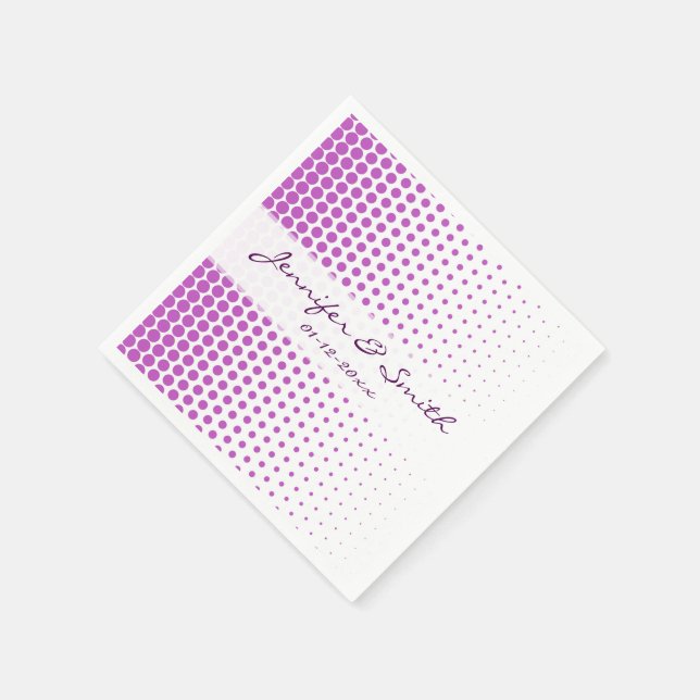 Fuchsia Polka Dots Modern White Napkin (Corner)