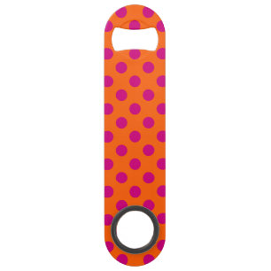 Fuchsia polka dots on orange