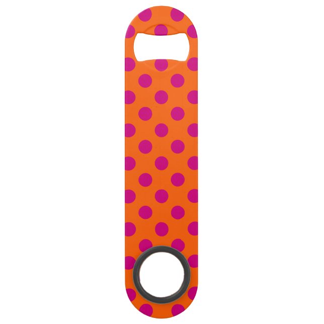 Fuchsia polka dots on orange (Front)
