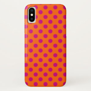 Fuchsia polka dots on orange Case-Mate iPhone case