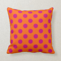 Fuchsia polka dots on orange