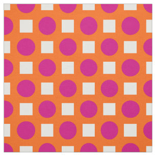 Fuchsia polka dots on orange fabric