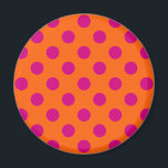 Fuchsia polka dots on orange magnet<br><div class="desc">Fuchsia polka dots on orange</div>