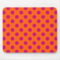 Fuchsia polka dots on orange