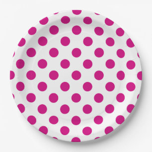 Fuchsia polka dots paper plate