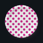 Fuchsia polka dots paper plate<br><div class="desc">Fuchsia and white polka dots</div>