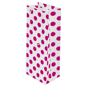 Fuchsia polka dots wine gift bag