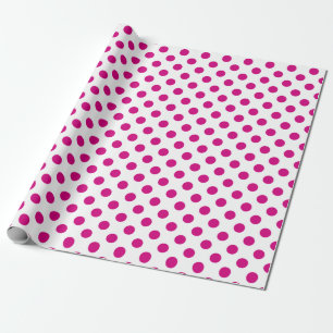 Fuchsia polka dots wrapping paper