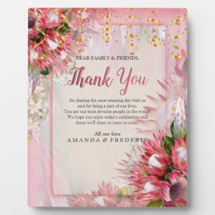 Fuchsia  Protea's with Blush & Gold Ribbons Plaque