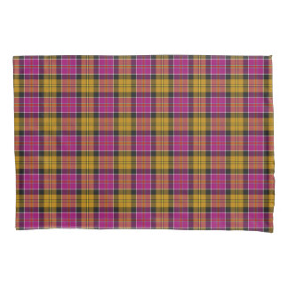 Fuchsia Purple and Gold Culloden Scottish Tartan Pillowcase