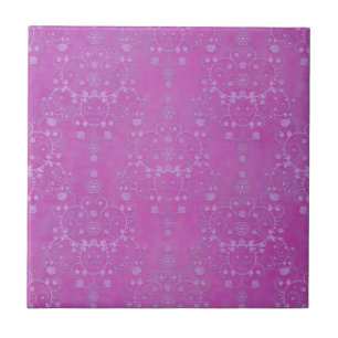 Fuchsia Purple Floral Damask Pattern Tile