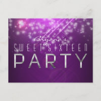 Fuchsia Purple Sparkle Club Vibe PARTY Postcard
