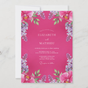 Fuchsia Purple Vine Wedding Invitation