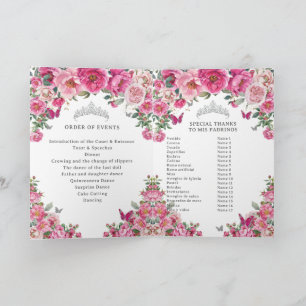 Fuchsia Quinceanera Padrinos Church Events Program Programme