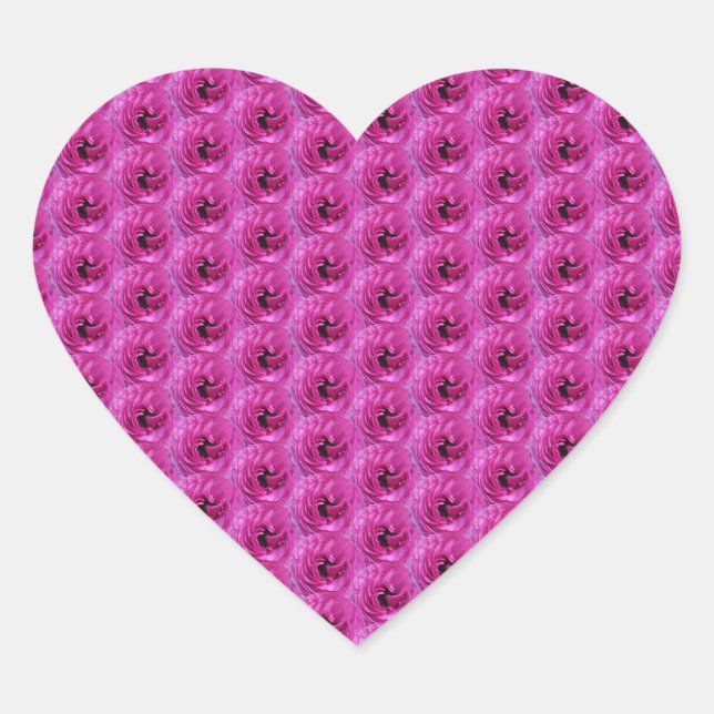 Fuchsia Ranunculus - Modern Floral Design Heart Sticker (Front)