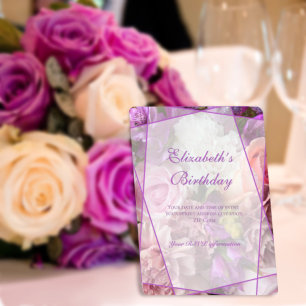 Fuchsia Rose Garden Birthday Invitation Card