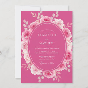 Fuchsia Rose Radiant Romantic Wedding Invitation