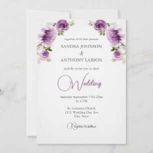 Fuchsia Roses and Peonies Wedding Invitation