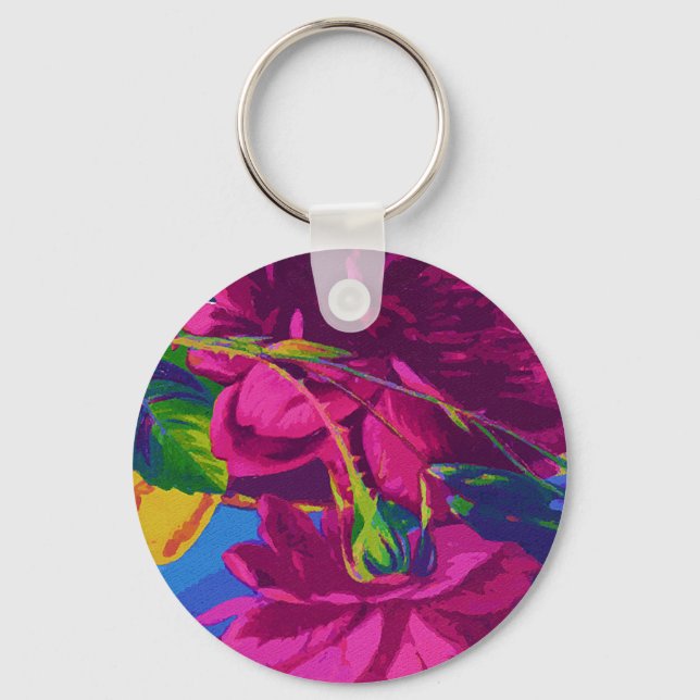 Fuchsia Roses Key Ring (Front)