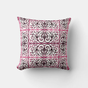 Fuchsia scrollwork pattern cushion