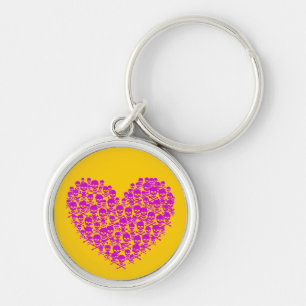 Fuchsia Skull Heart Key Ring