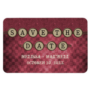 Fuchsia Steampunk Keys Save the Date Flexi Magnet
