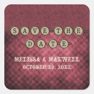Fuchsia Steampunk Keys Save the Date Stickers