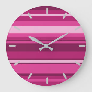 Fuchsia stripes large clock