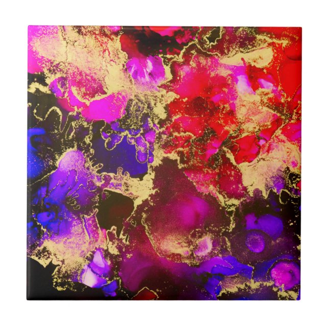 Fuchsia Stunning Alcohol Ink Painting Tile (Front)