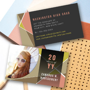 Fuchsia Stylish Geometric Lines Mod Photo Graduate Calling Card