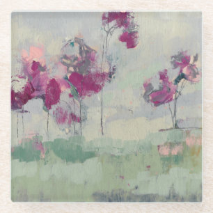 Fuchsia Treeline Glass Coaster